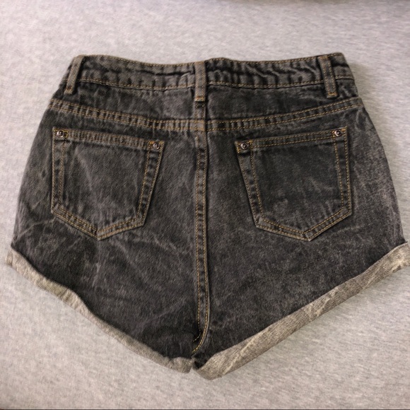 Washed Black High Rise Hotpants | Size UK8 - Picture 2 of 5